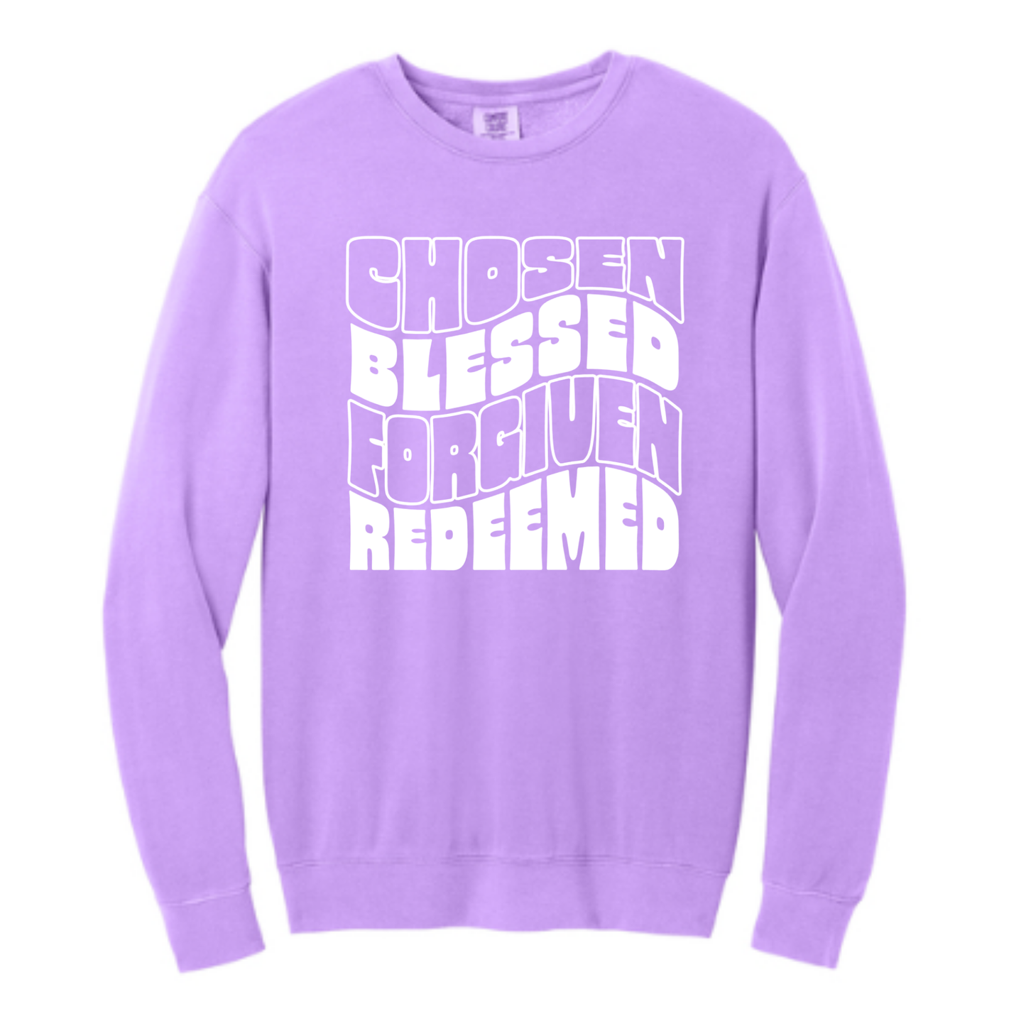 Chosen Blessed Forgiven Redeemed - Comfort Colors® Lightweight Crewneck Sweatshirt