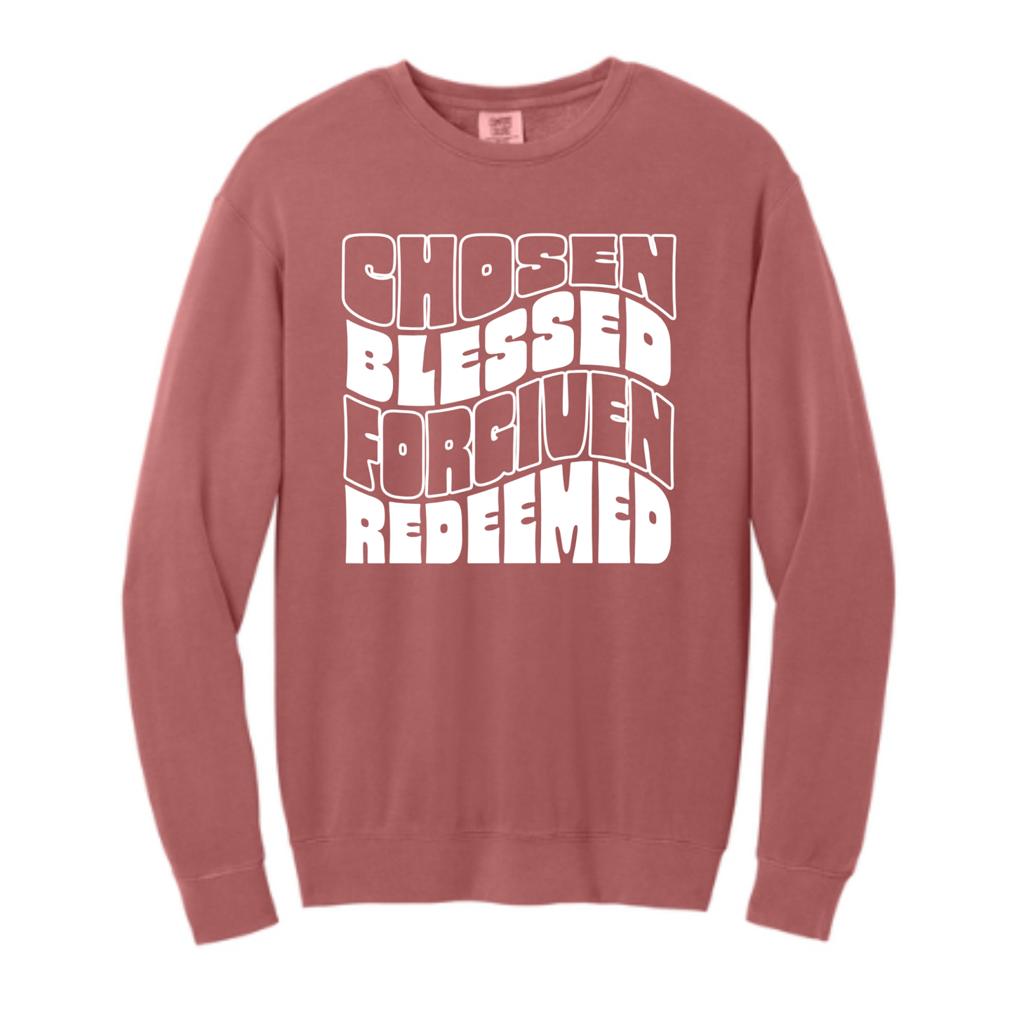 Chosen Blessed Forgiven Redeemed - Comfort Colors® Lightweight Crewneck Sweatshirt