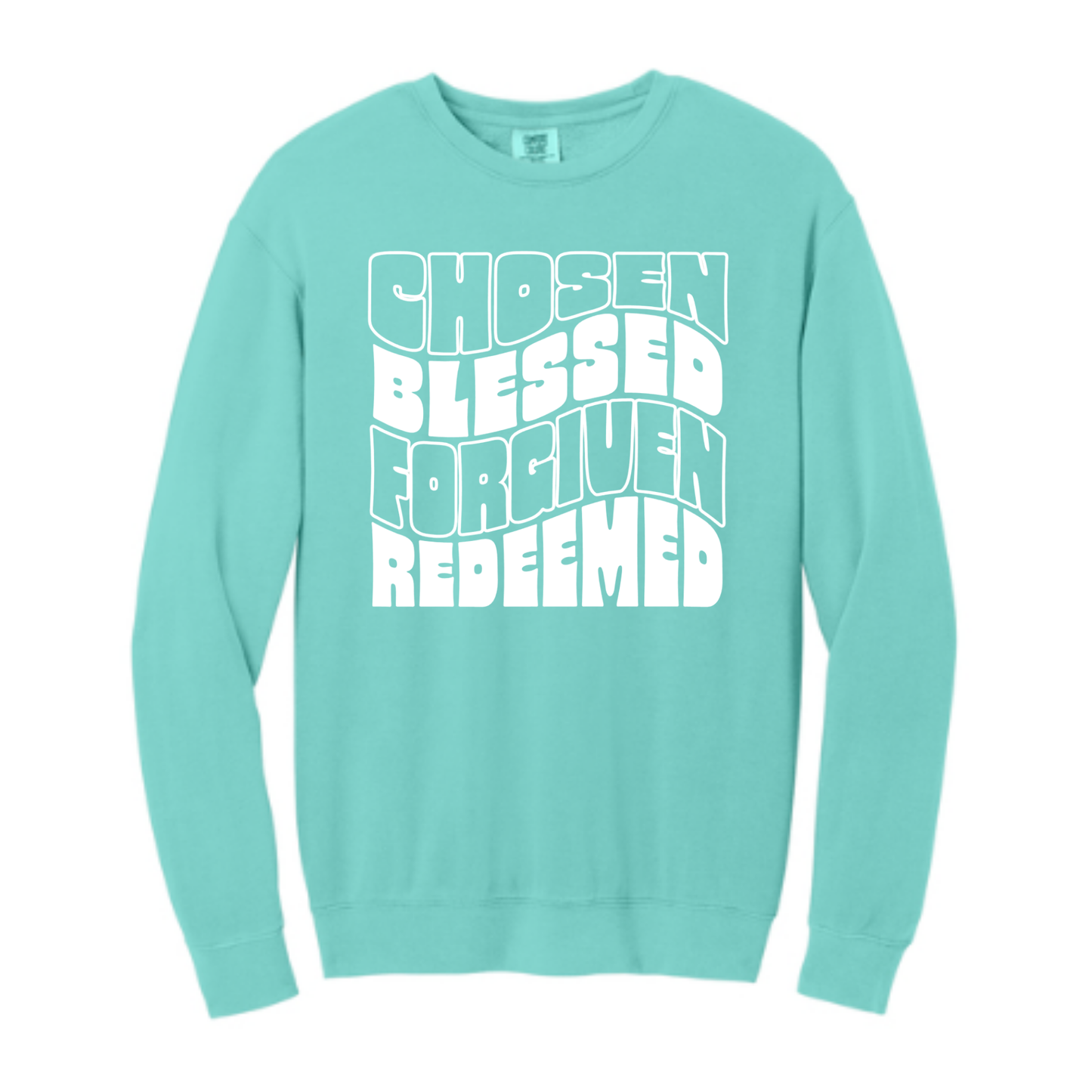 Chosen Blessed Forgiven Redeemed - Comfort Colors® Lightweight Crewneck Sweatshirt
