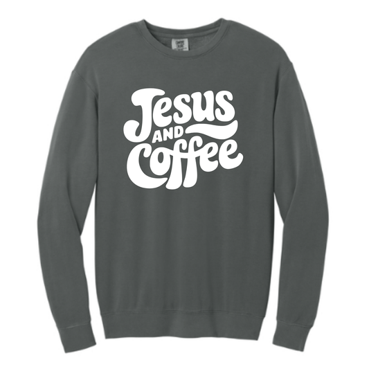 Jesus and Coffee - Comfort Colors® Lightweight Crewneck Sweatshirt